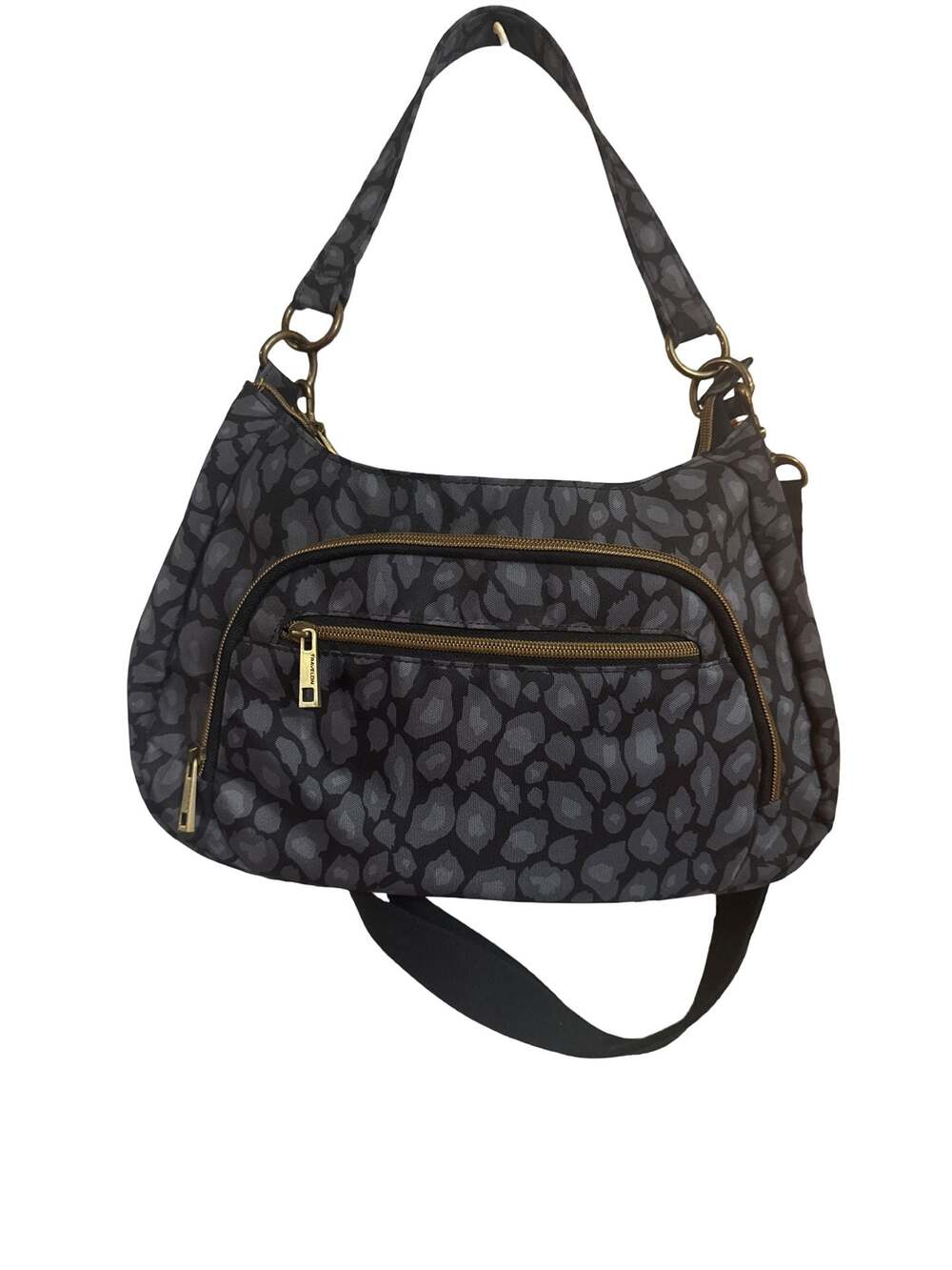 Travelon Anti-Theft Classic Hobo Shoulder Bag Gray Cheetah Print